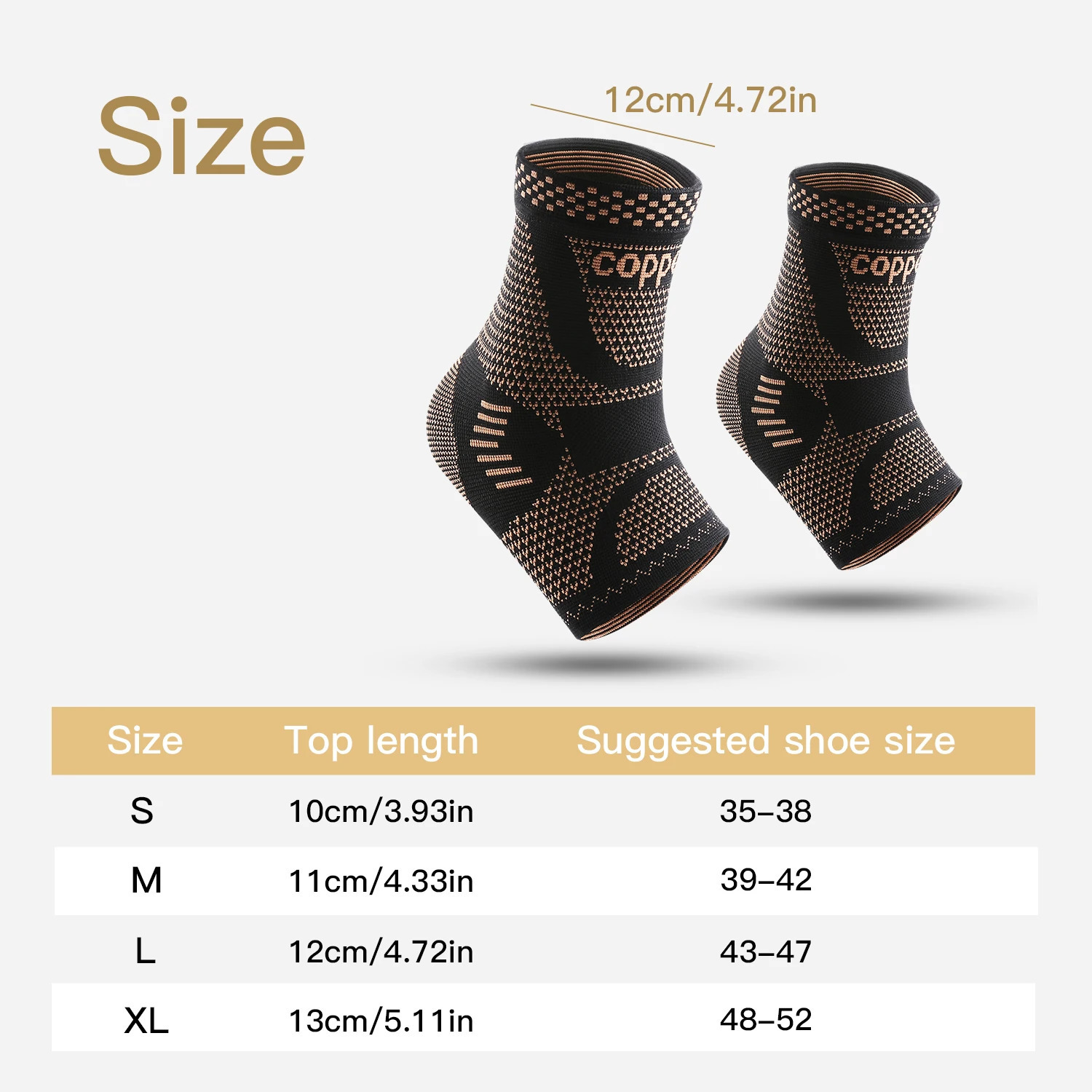 1Pcs Copper Ankle BraceInfused Support Compression Sleeve for Men Womenfor Foot PainSprained AnkleRecoverysports 250530