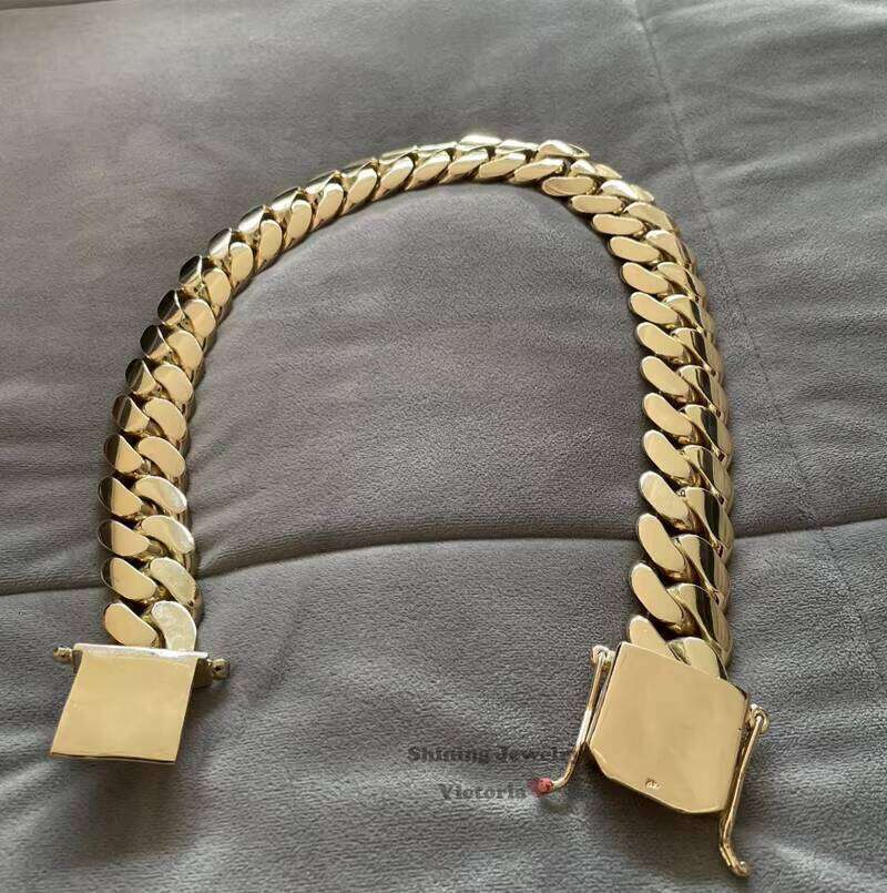 Hip Hop Jewelry Men Fashion Rapper 14K Gold Plating 999 Solid Sier Cuban Chain
