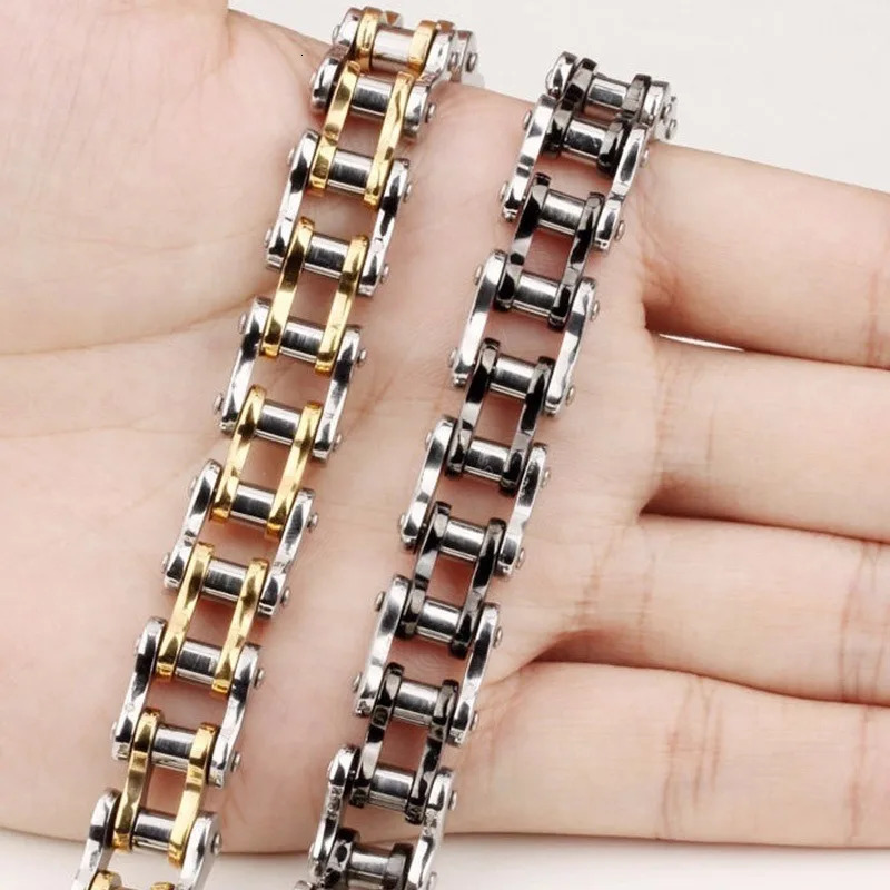Stainless Steel Biker Chain Bracelet Mens Bracelet Link Chain Motorcycle Bicycle Style Bracelets Fashion Punk Bangles Jewelry 250528