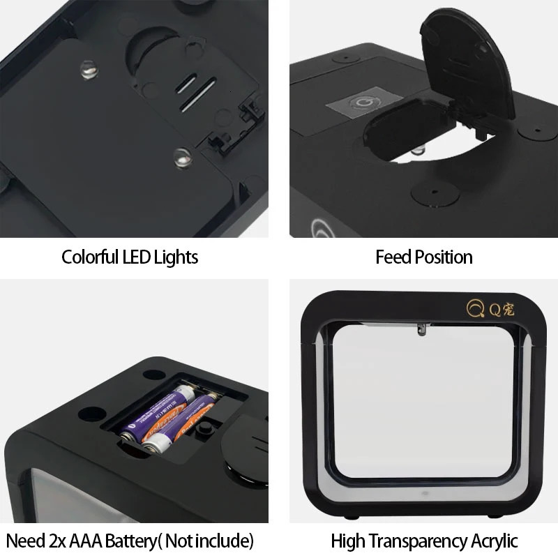 Desktop Transparent Acrylic Fish Tank Plastic Small Goldfish Tank Creative Aquarium with LED Light Decoration No Batteries 250530