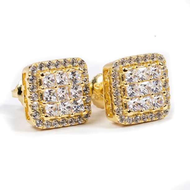 Custom 925 Sterling Silver Princess Cut Moissanite Iced Out Hip Hop Jewelry Men Moissanite Earrings