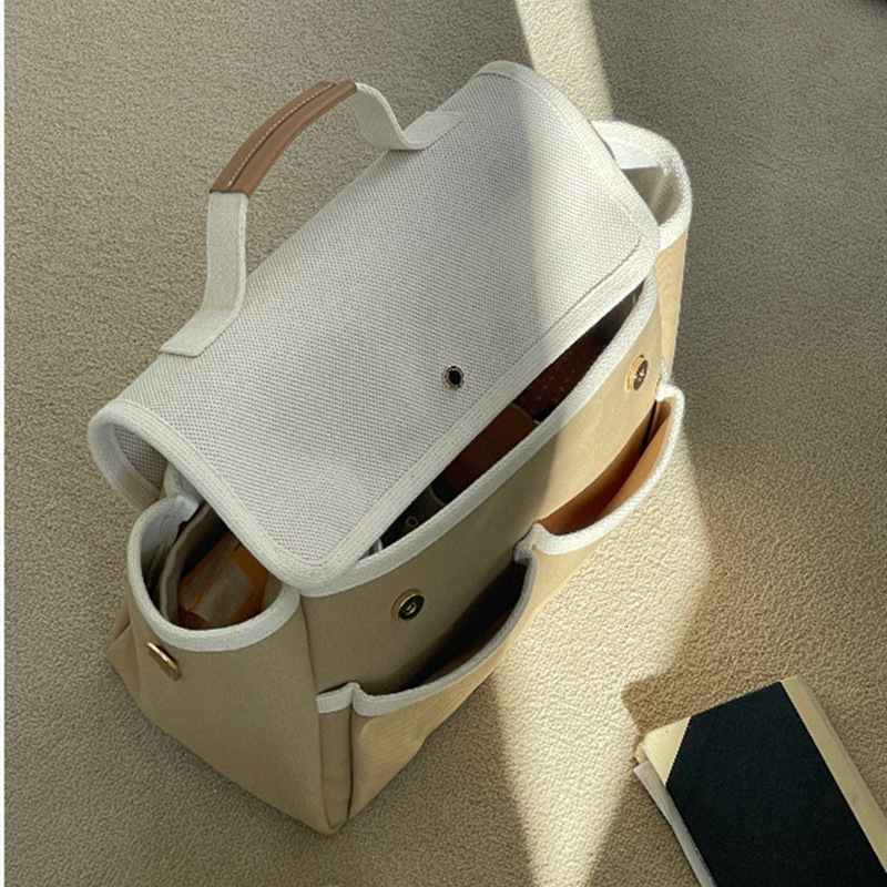 designer Korean Style Mommy Bag Outdoor Mother and Baby Bag Niche Design Canvas Bag Ins Simple Commuter Bag Patchwork Handbag Shoulder Bag