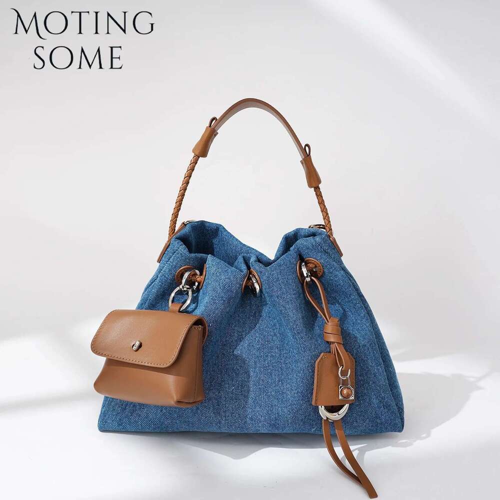 Hot Selling Motingsome Spring Women New Denim Handbag Design Fashionable Simple Style Lady Messenger Bag Saddle Purse Pouch Designer Bags