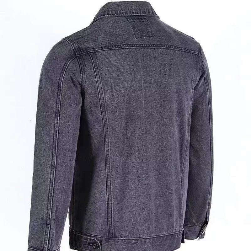 Men Fashion Denim Jacket Spring Autumn American Retro Versatile Lapel Workwear Coats Solid Casual Loose Pockets Blue Tops 250530