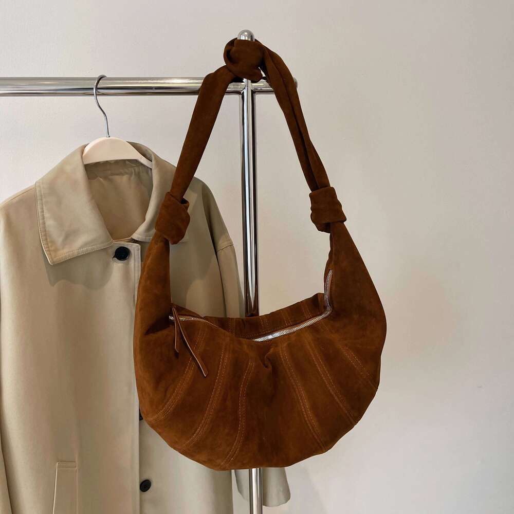 High Quality Faux Suede Hobo Women Large Retro Shoulder Bags 2024 In Winter Designer Cross Body Bag Lazy Style Shopper Tote