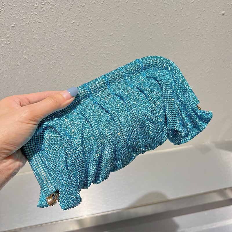 New Style Evening Clutch Diamond Bag Shiny Rhinestone Pleated Cloud Dumpling Clip Bag Single Shoulder Crossbody Bag New Free Delivery Designer Bag