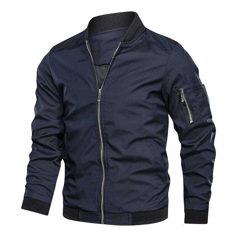 Bomber Spring Autumn Lightweight Casual Men's Windbreaker Sports Jacket with Zipper and Pockets