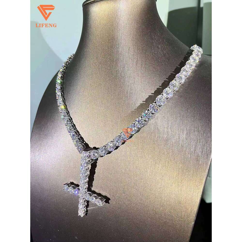 Lifeng Jewelry Ice Out Hip Hop Tennis Chain 8mm VVS Moissanite Sterling Sier Bling White Gold Necklace