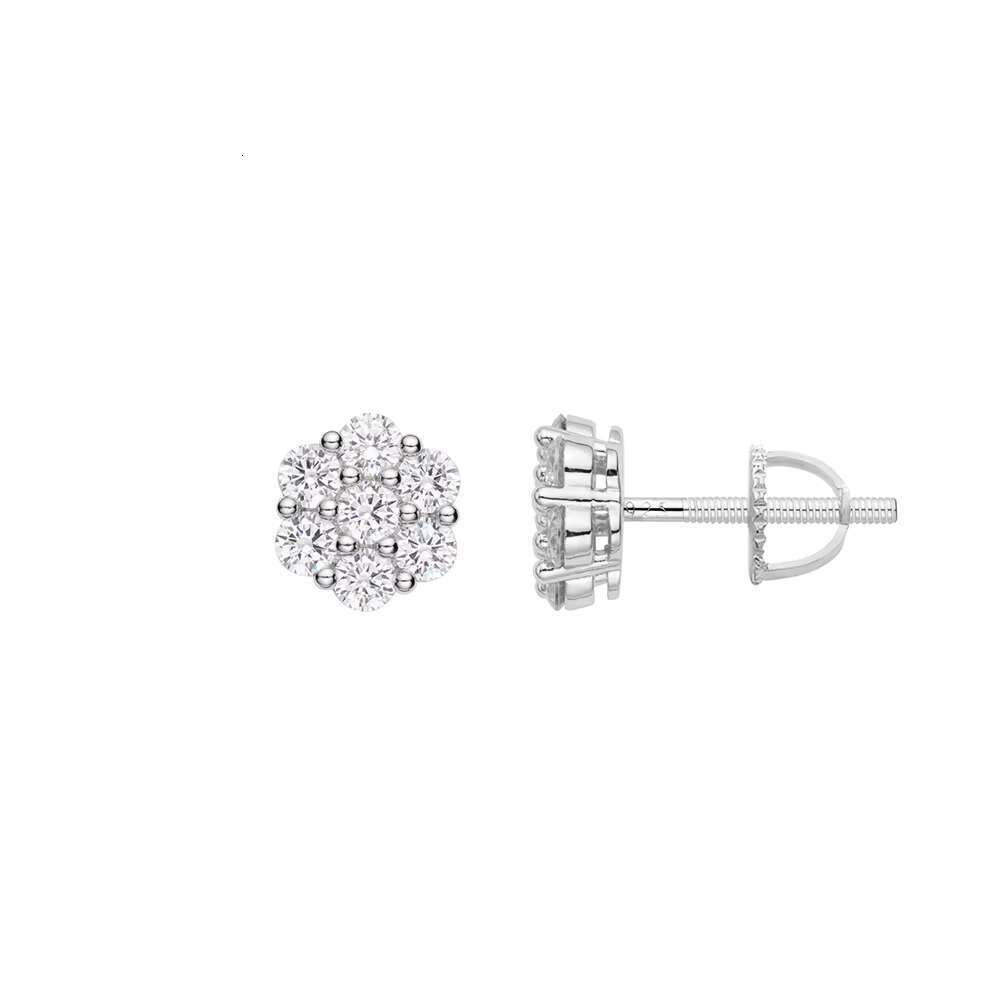 925 Silver Moissanite Hip Hop Style High Quality Gold Plated Round Classic Vintage Fashion Jewelry Stud Earrings