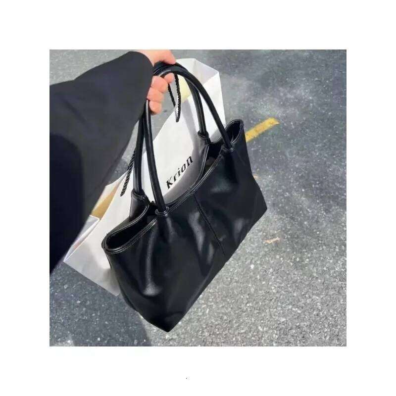 Simple White Shoulder 2025 Women's PU Leather Soft Underarm Tote School Large Capacity Bag Full Student Shopping Handbag