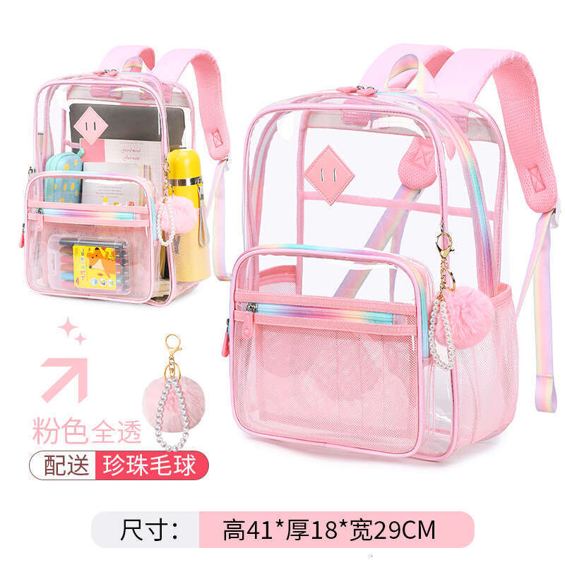 New PVC Transparent Double Shoulder Backpack for Middle School Girls Large Capacity Jelly Bag