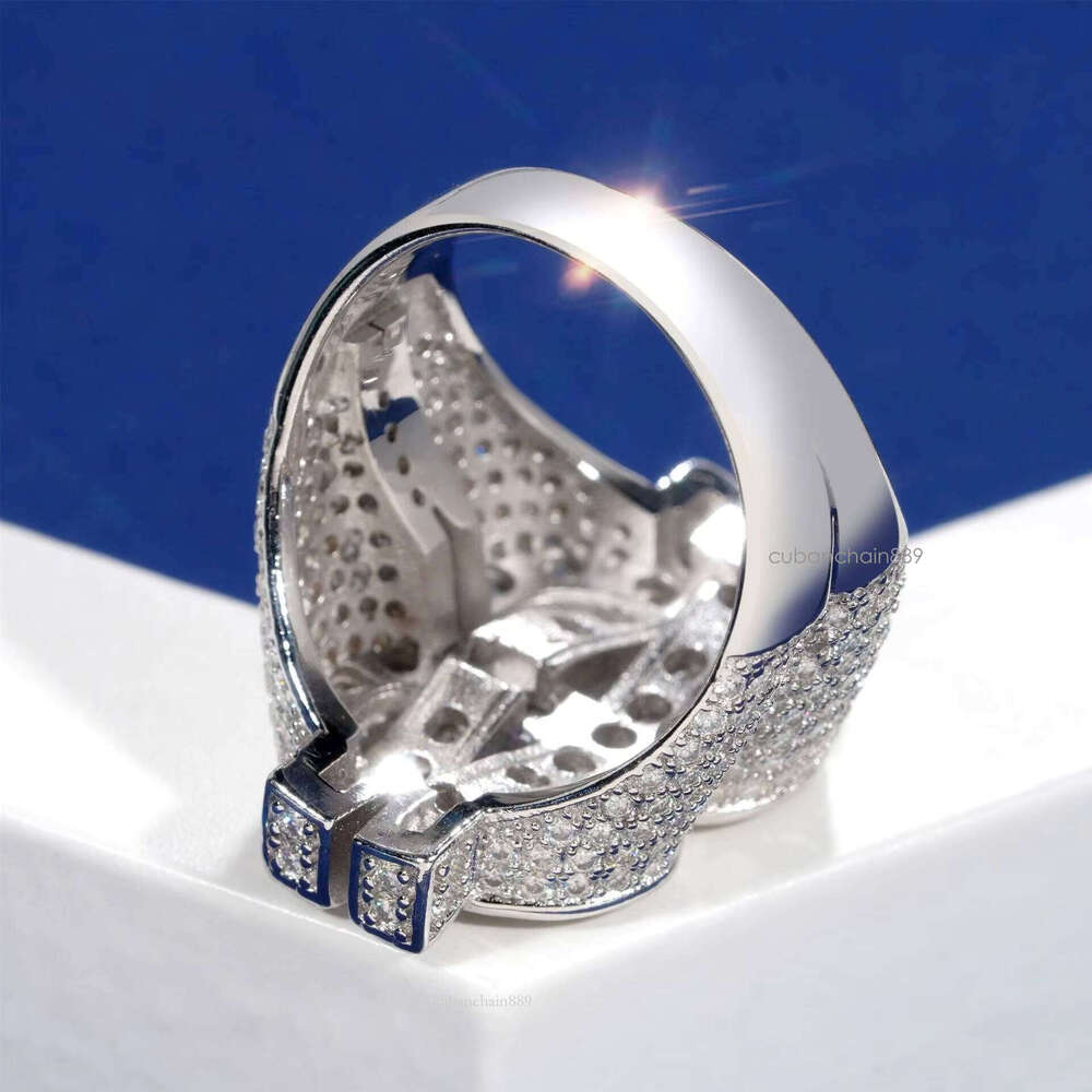 Sterling Sier Iced Out VVS Moissanite USD Dollar Symbol Ring Hip Hop Gold Plated Trendy Wedding Engagement Gift Jewelry