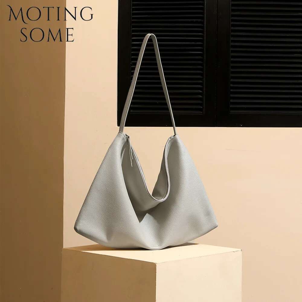 Motingsome Genuine Leather Woman Fashion Portable Handbag And Purses 2025 Underarm Bag Minimalism Large Capacity Tote Bags 250601