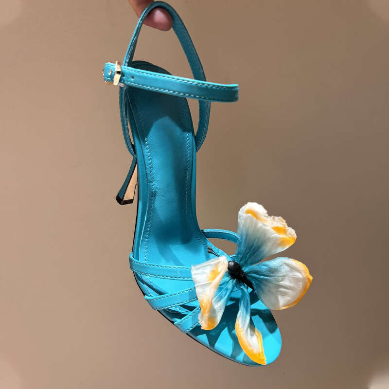 Color-Block Butterfly Accessories Runway Heels 2024 New Luxury Fashion Trend Sexy Summer High Heel Sandals