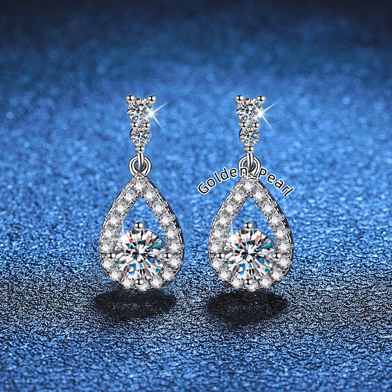 Luxury 925 Sterling Silver Moissanite Earrings Drop Pear Earrings 0.5ct D Color Moissanite Earrings for Women