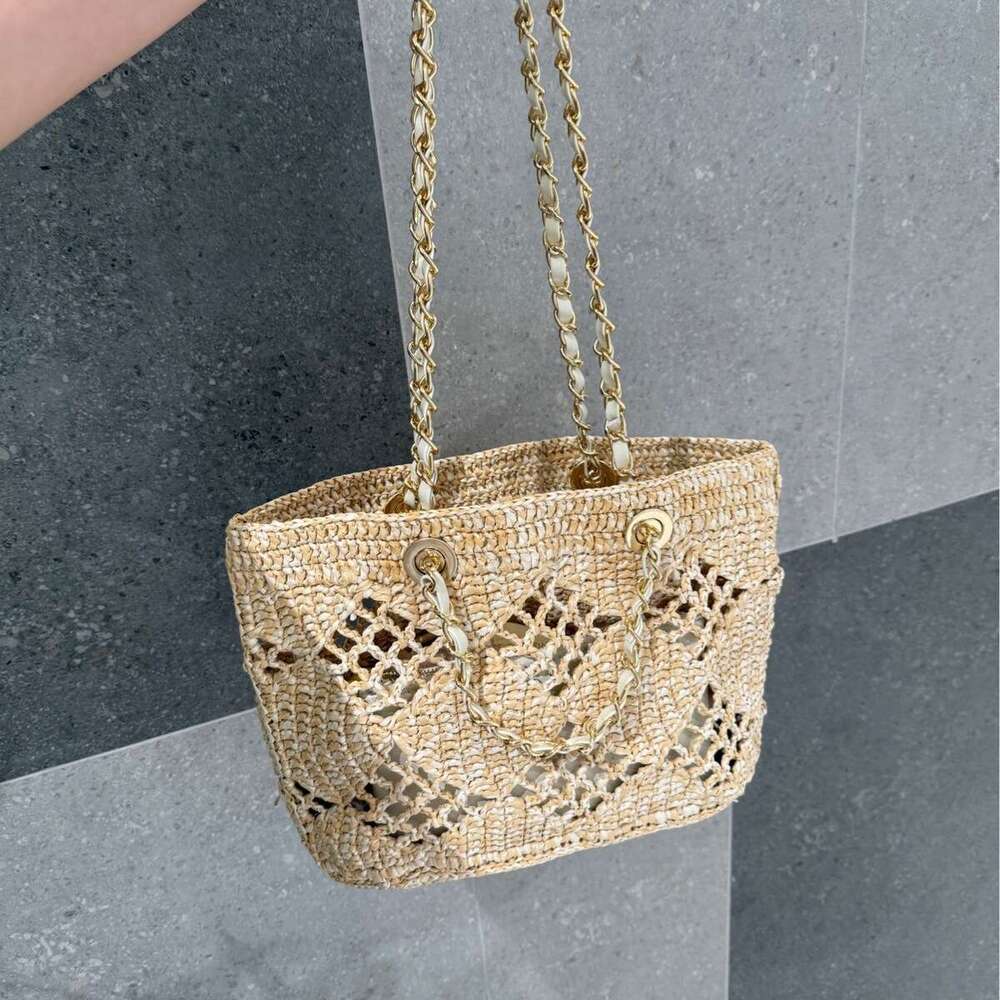 Straw Beach Tote Handheld Woven Hollow Pure Handmade Crochet Raffia Women S Bag With Sheepskin Small Card Holder Crossbody Bag