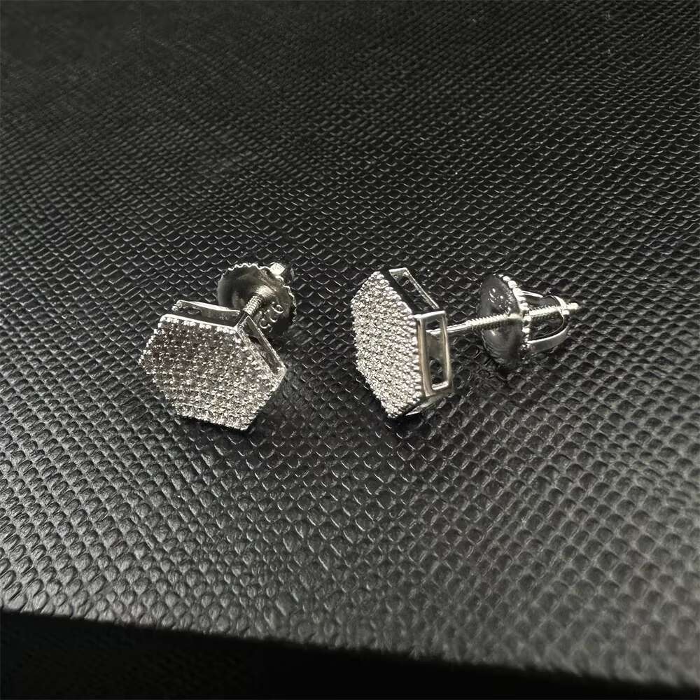 Fine Jewelry Stud Earrings 925 Sterling Silver Moissanite Iced Out Hip Hop Cluster Earrings Jewelry for Men Women
