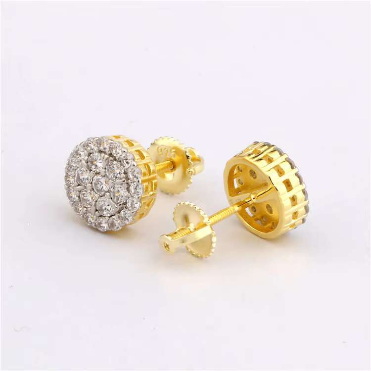 Unique Design Hip Hop Style Personalized Fashion Jewelry Trend 925 Silver D Color Moissanite Round Stud Earrings