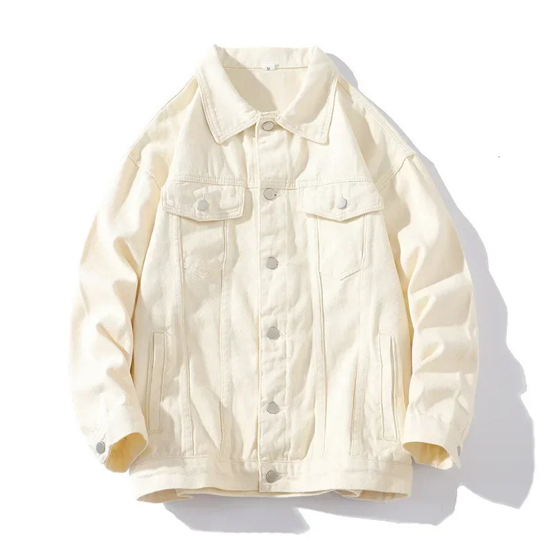 Men Denim Coats Jackets Solid Loose Casual Turn Down Collar Full Sleeve Single Breasted Coat Simple Jacket Autumn Winter 250530