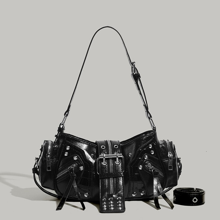 designer Cross-border New European and American Retro Fashion Handbag Niche Design Hot Girl Y2K Single Shoulder Commuter Crossbody Motorcycle Bag