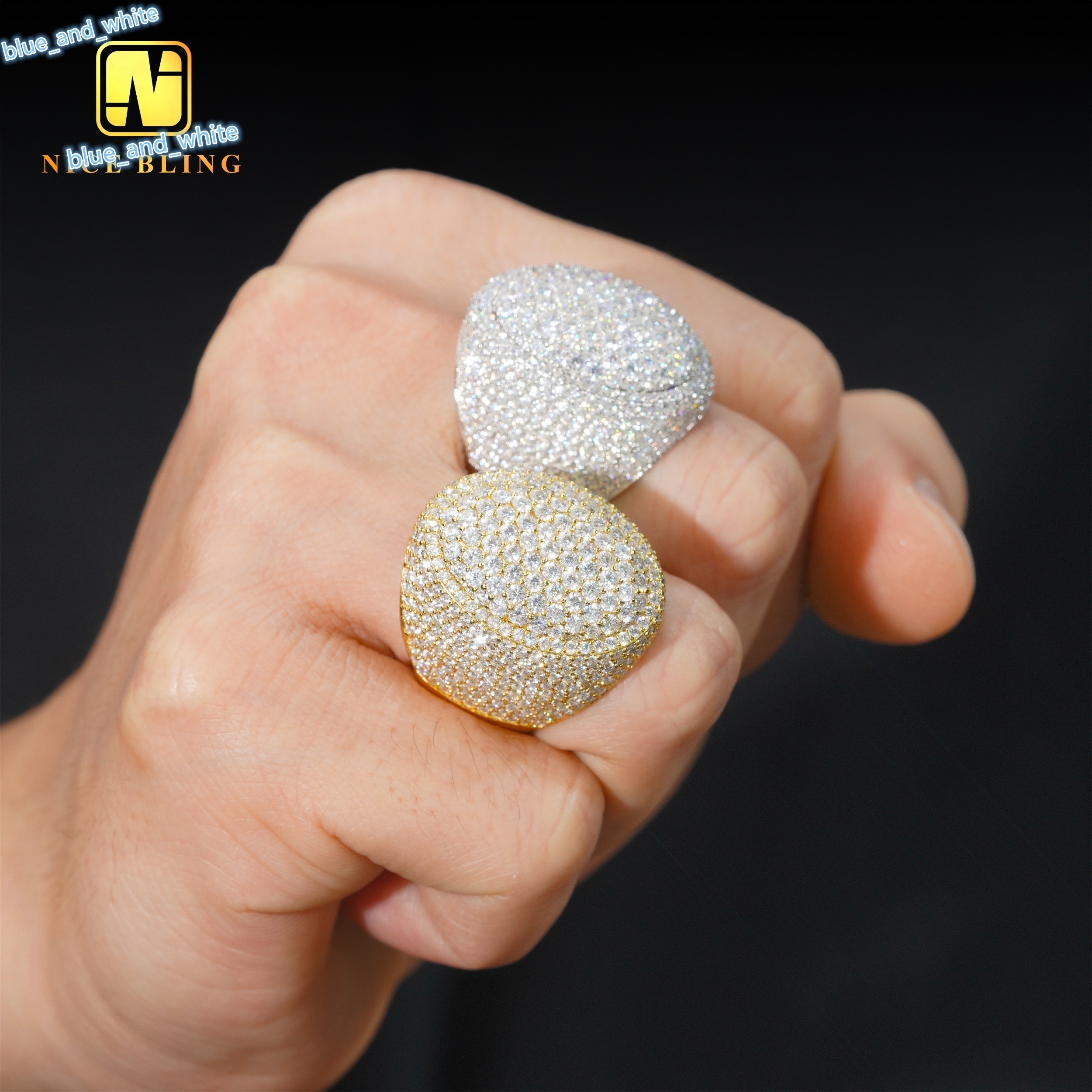 Half Iced Out Oval Shape Rings Pass Diamond Tester Hip Hop Moissanite Engagement Rings S925 Silver Jewelry