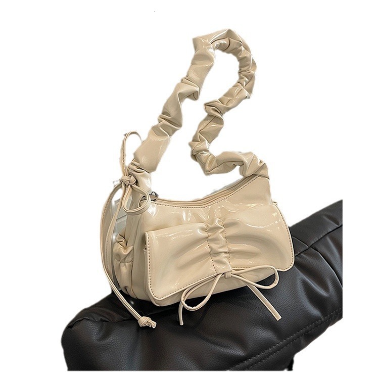 designer Niche Pleated Underarm Bag for Women 2025 New Fashion Red Shoulder Bag High-end Versatile Handbag