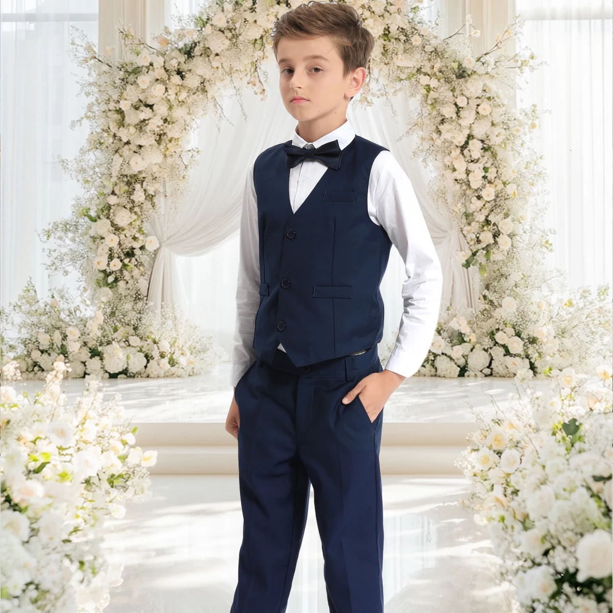 Boys Suit Wedding Kids Flower Formal Easter Child Party Ceremony Birthday Costume Pography with Vest Pants Clothes 250527a