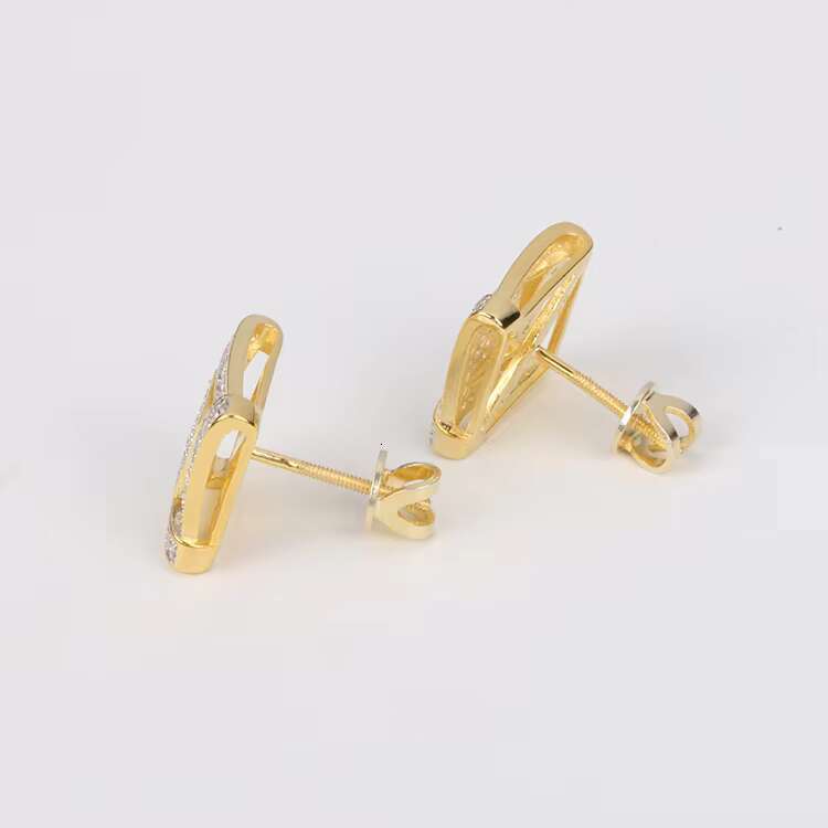 Hip Hop 18k Gold Plated 925 Sterling Silver Passes Diamond Tester 9MM VVS Moissanite Square Mens Cluster Stud Earrings