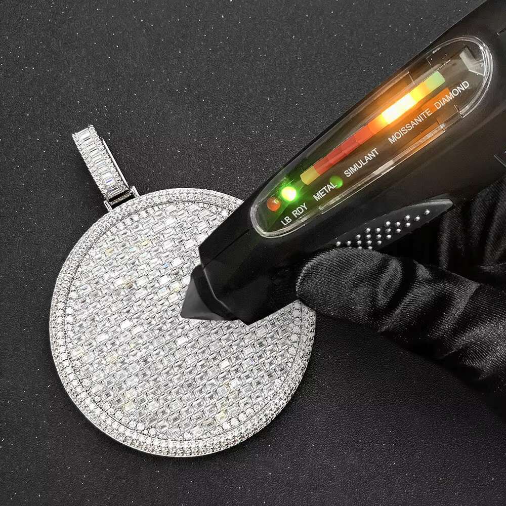 Factory Price Custom Blank Circle Vvs Moissanite Pendant 925 Sterling Silver Rapper Iced Out Necklace Hip Hop Men Women Jewelry