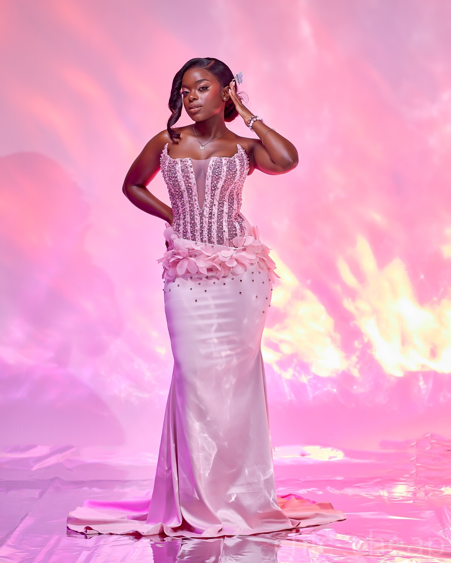 Mermaid Pink Prom Dresses 2025 Beaded Crystals Flowers Satin Evening Formal Party Second Birthday Engagement Gowns Plus Size Dress For Special Occasio
