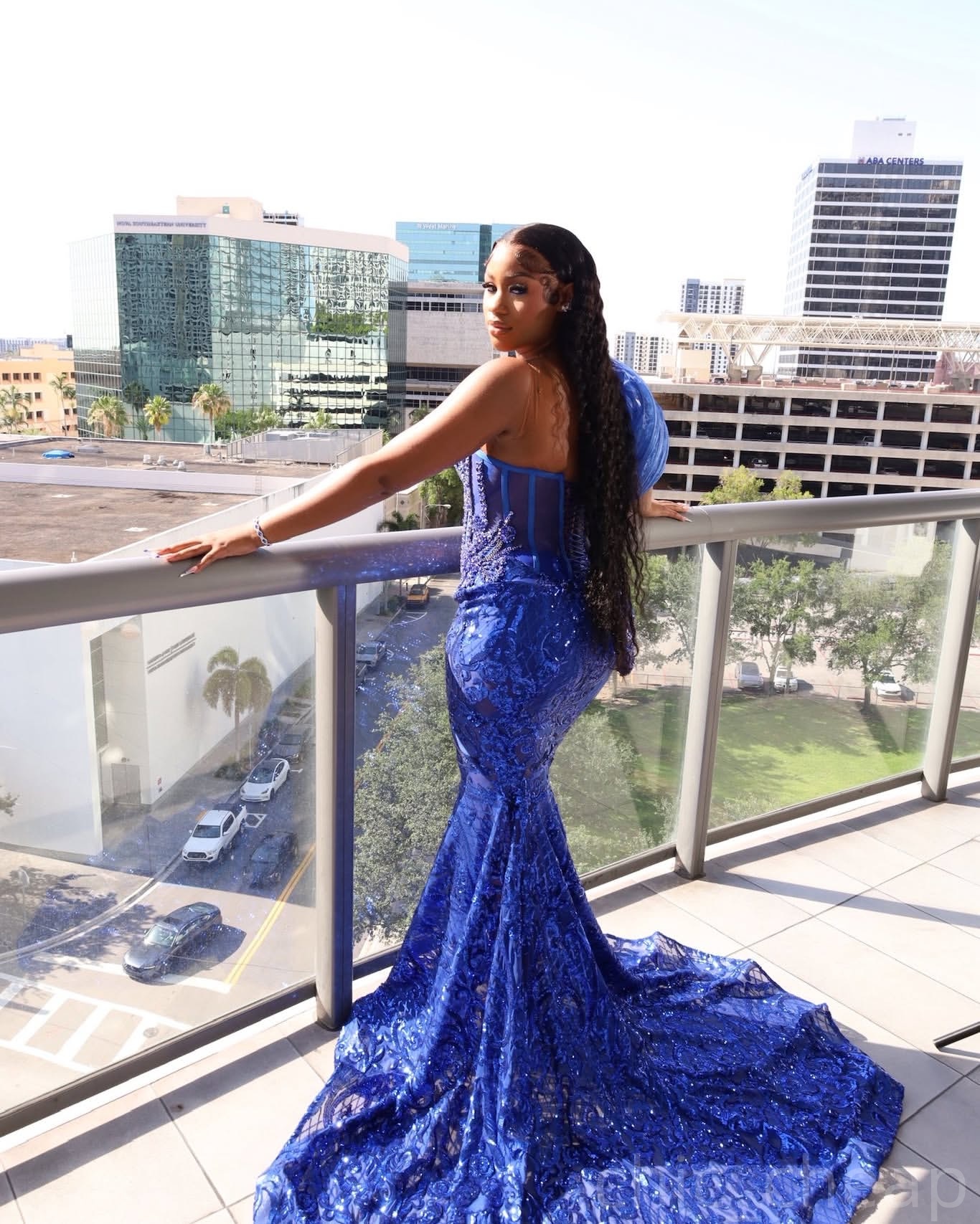 Royal Blue Mermaid Prom Dresses 2025 Crystals Sequined Sheer Neck Evening Formal Party Second Birthday Engagement Gowns Plus Size Dress For Special Oc