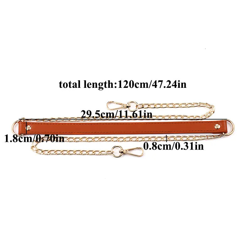 Women Bag Straps Bag Accessories Metal Bag Chain Shoulder Strap Handbag Metal Chain Durable Multi-colored With Leather Strap 250530