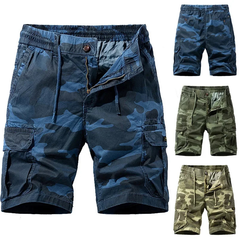 Cargo Shorts Men Spring Summer Breeches Cotton Bermuda Camouflage Denim Casual Multi-Pocket Pants Clothing Men's Cargo Short 250530