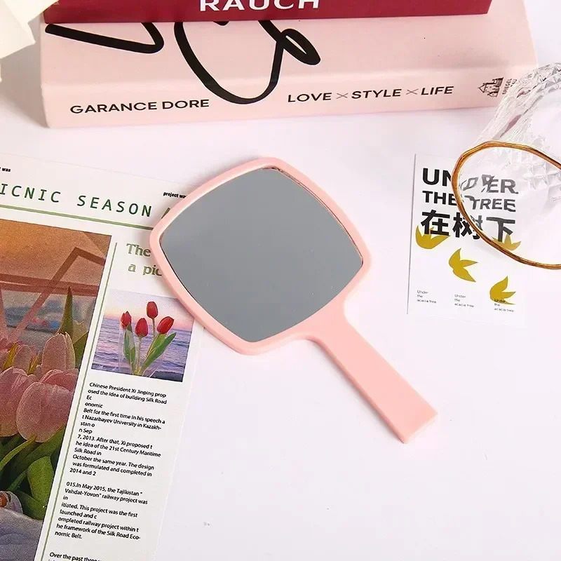 Eyelash Extension Handheld Makeup Mirror Square Makeup Vanity Mirror with Handle Hand Mirror SPA Salon Compact Mirrors 250530