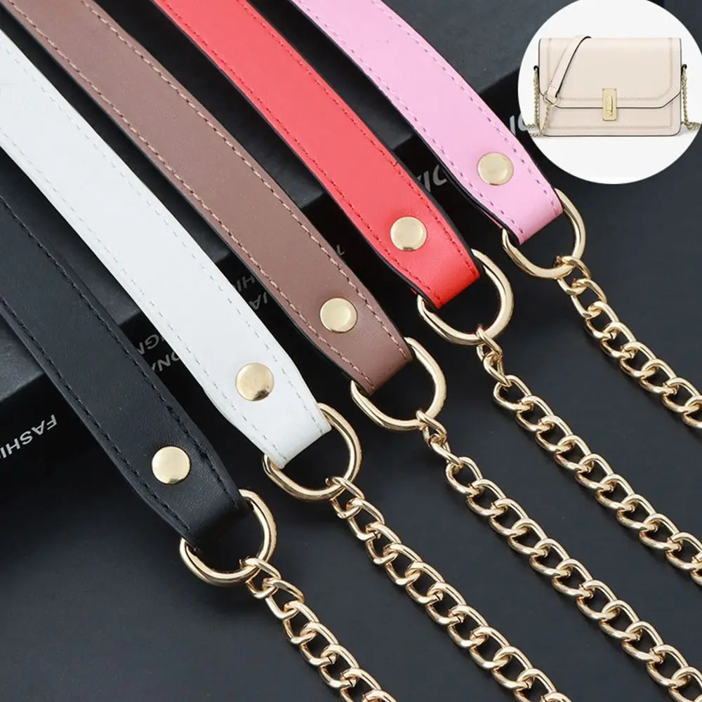 120cm Replacement Shoulder Strap Crossbody Bag Belt Fashion PU Leather Handle with Metal Chains Bag Replacement Accessories 250530