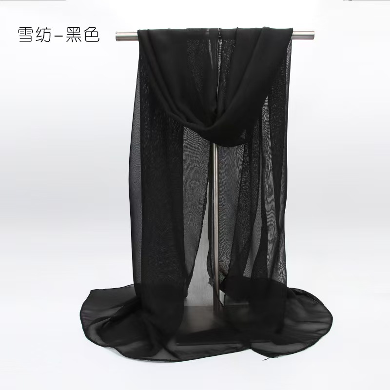 T855 Gradient solid color ladies Korean chiffon scarf spring and summer thin warm sunscreen shawl versatile long narrow silk scarf