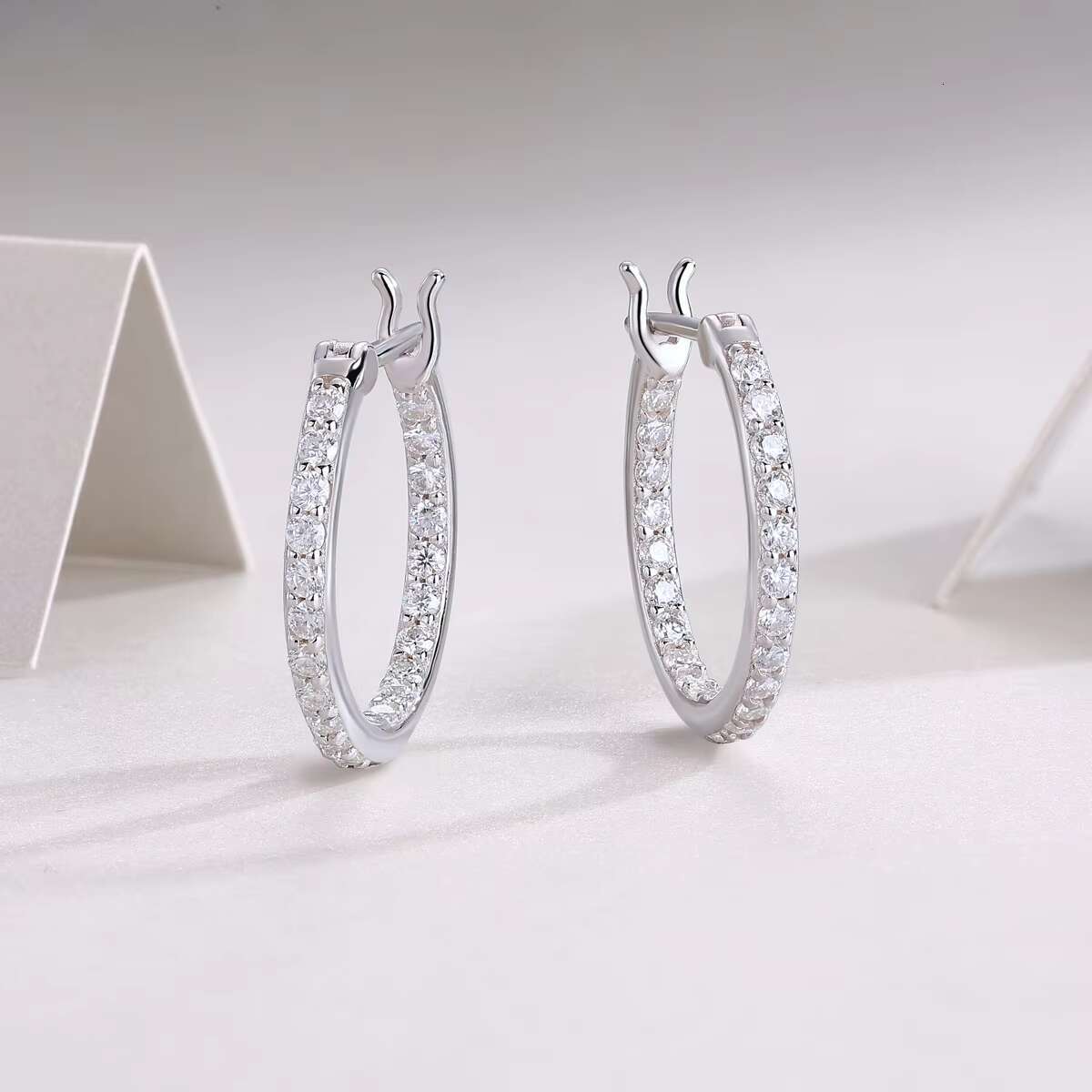 Moissanite Hoop Earrings in 925 Sterling Silver - Wholesale Jewelry Collection