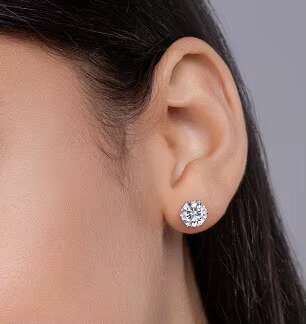 Pass Diamond Tester Hip Hop 925 Sterling Silver 6 Prong 1 Carat VVS Moissanite White Gold Plated Round Diamond Wedding Earrings