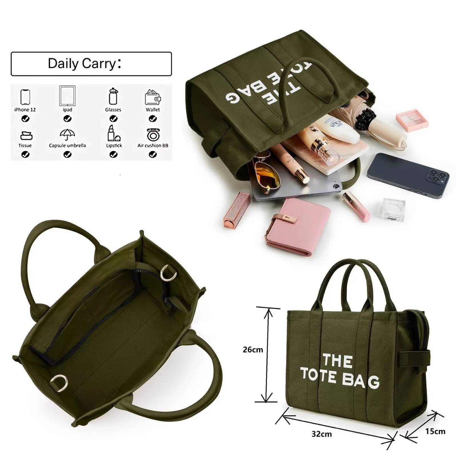 THE TOTE BAG Designer Fashion Shoulder Strap Crossbody Handbag Adjustable Large Capacity Canvas Women's Bag