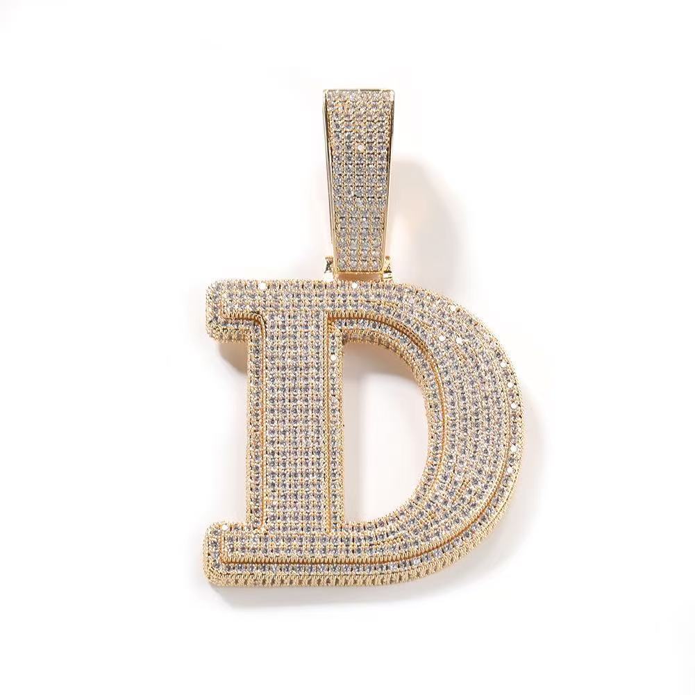 Fine Jewelry Custom Pendant Iced Out VVS Moissanite Diamond Pendant Hip Hop Gold Plated 925 Sterling Silver Letter Pendant Men