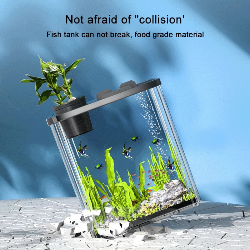 Acrylic Transparent Fish Tanks Crash-proof Plexiglass Small-scale Living Room Landscape Ecological Tank Aquariums and Fish Tanks 250530