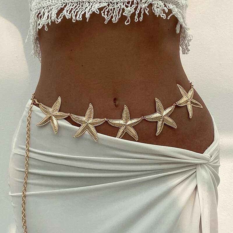 Ingemark Vintage Metal Star Starfish Waist Belly Belt Chain For Women 2025 Fashion Boho Summer Beach Bikini Body Jewelry New