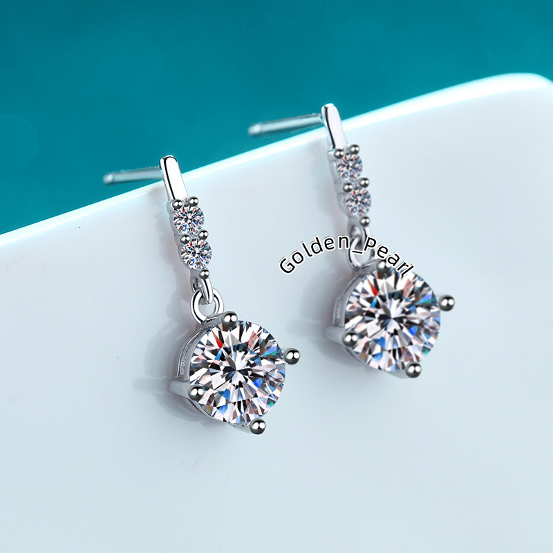 1 Carat Moissanite Earrings in 925 Precious Sterling Silver Four Prongs Design Dropshipping Available
