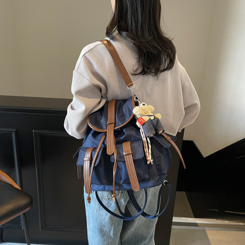 designer Women's Backpack 2025 Nylon Large Capacity Bag with Double Pockets Casual Portable Single Shoulder Underarm Bucket Bag