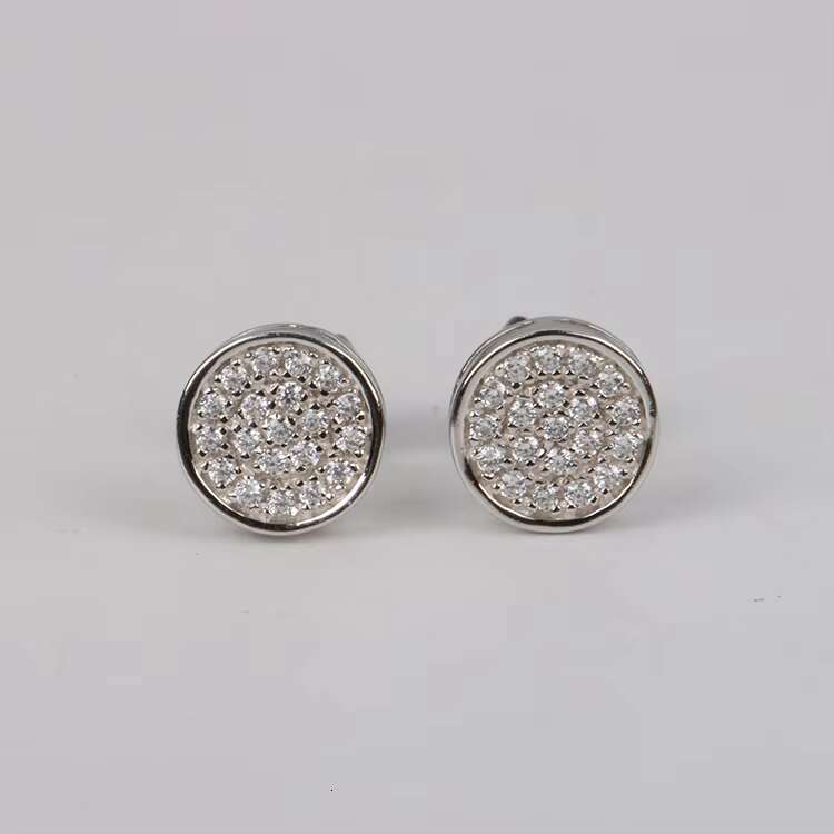 Hot Sale Pass Diamond Tester VVS Round Moissanite Jewelry Stud Earrings Hip Hop Style Screw Back Ear Studs