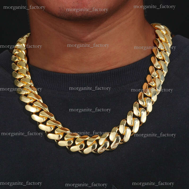 Hip Hop Jewelry Men Thick Miami Necklace 18mm 20mm 22mm 24 1kilo Gram 14k Gold Plated Plain Style 999 Sier Cuban Chain