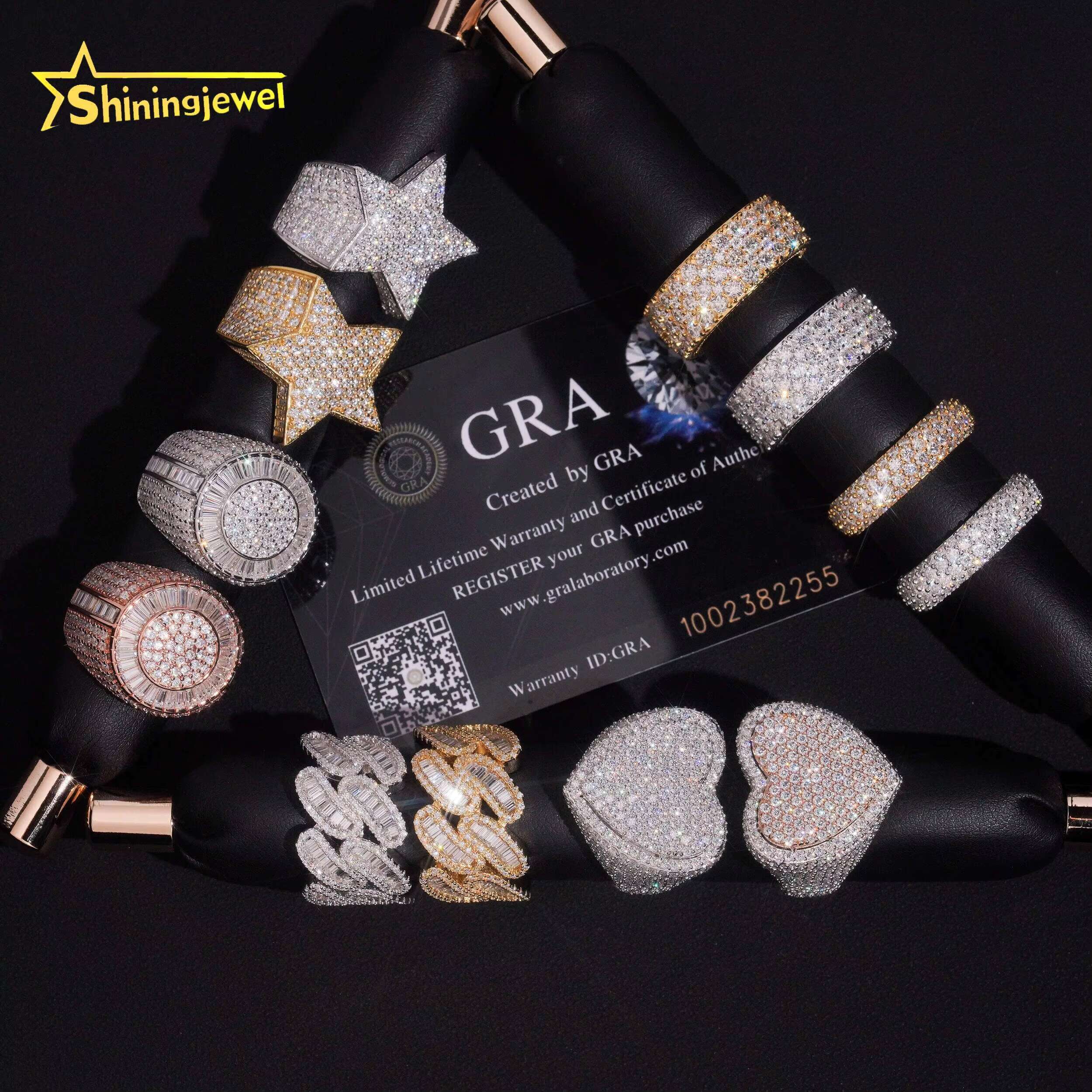 Ready to Ship Hip Hop Moissanite Ring S925 Pass Diamonds Test GRA Moissanite Iced Out Buss Down Sparkling Men Rings
