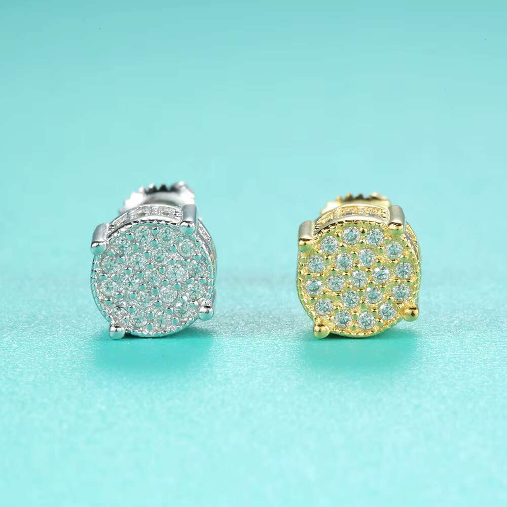Factory Wholesale 18k Gold Iced Out Solid 925 Sterling Silver Sparkling Moissanite Color D Hip Hop Stud Earrings