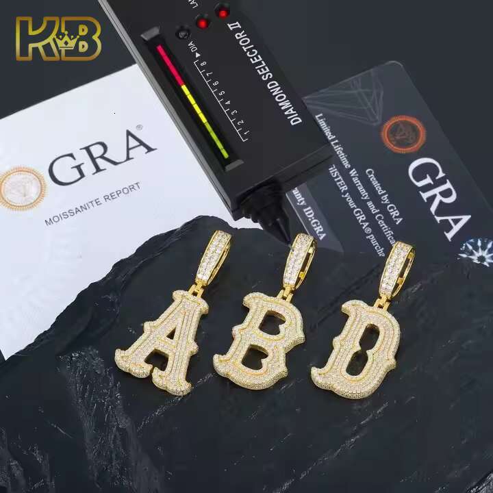 Custom Hip Hop ABD Letter Pendants 925 Sterling Silver Moissanite Initial Pendant for Women/Men