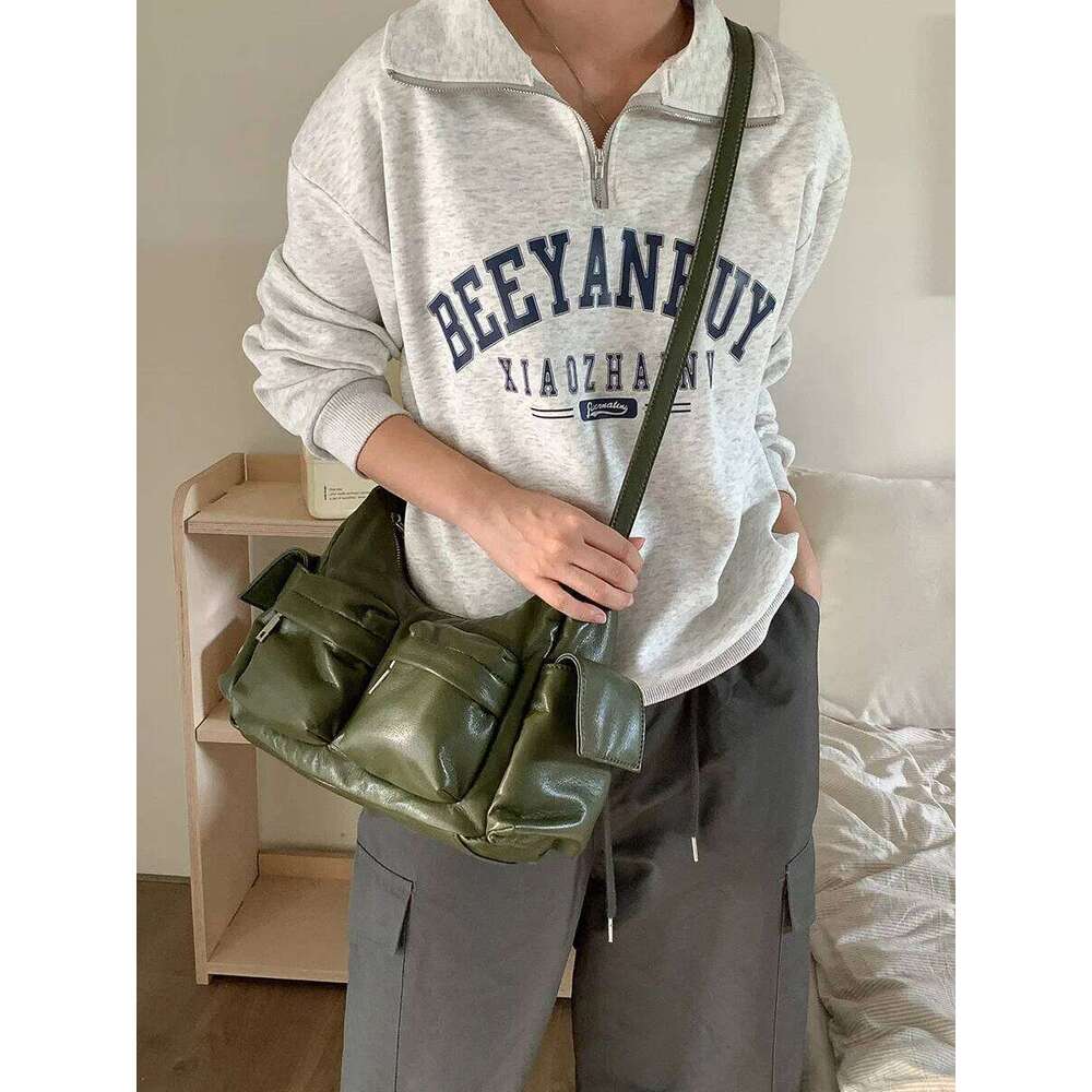 Vintage Crossbody For Women Messenger Large Capacity Soft PU Leather Multiple Pockets Female Shoulder Bag Black Bolsas